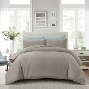 988TC COMFYLUX SOLID Fitted Sheet Set No Quilt Cover - Pale Olive Brown