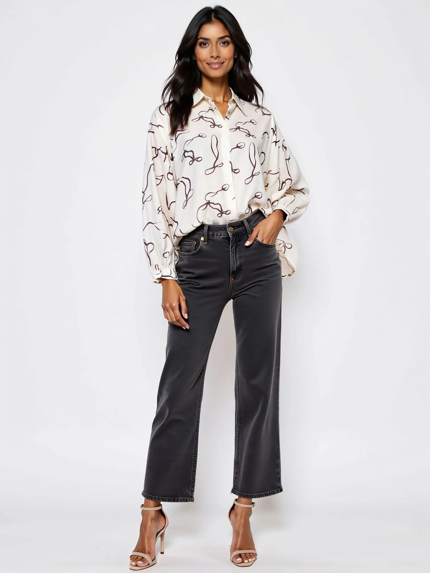 Abstract Oversized Button Down Shirt