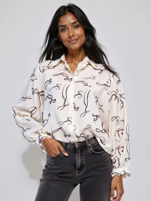 Abstract Oversized Button Down Shirt
