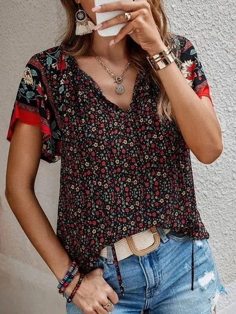 Alessia – Boho V-Neck Women's Casual Top