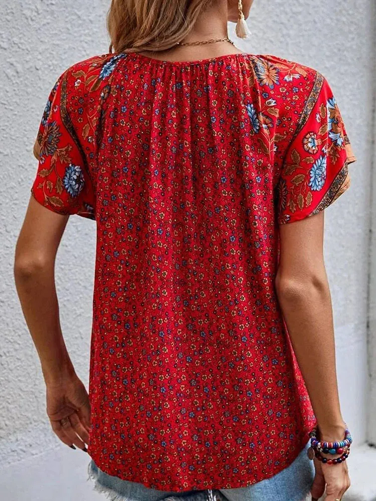 Alessia – Boho V-Neck Women's Casual Top