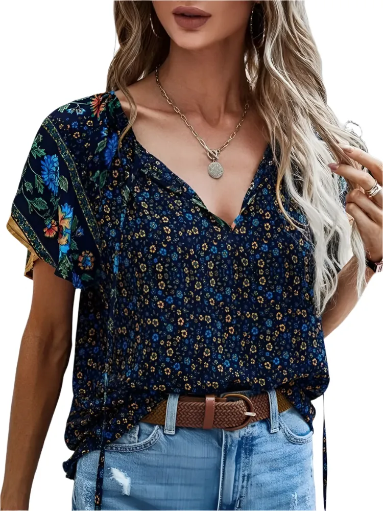 Alessia – Boho V-Neck Women's Casual Top