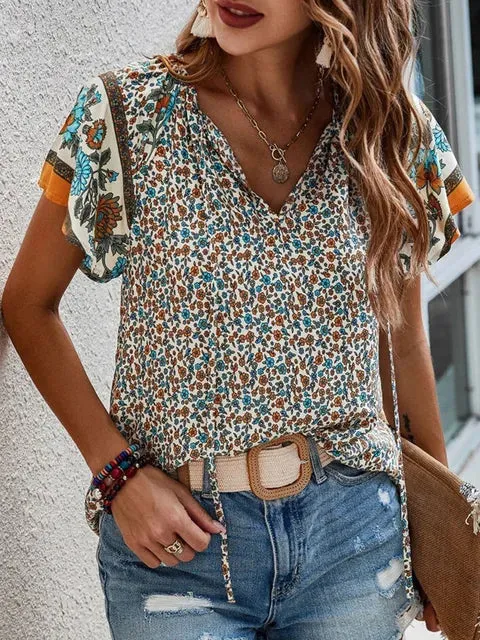 Alessia – Boho V-Neck Women's Casual Top