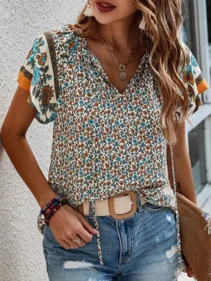 Alessia – Boho V-Neck Women's Casual Top