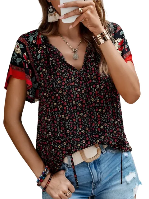 Alessia – Boho V-Neck Women's Casual Top