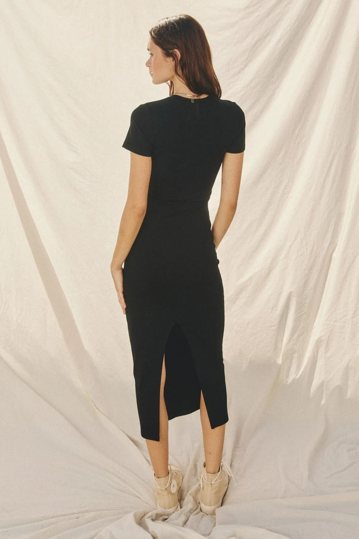 Anais Knit Back Slit T-Shirt Midi Dress