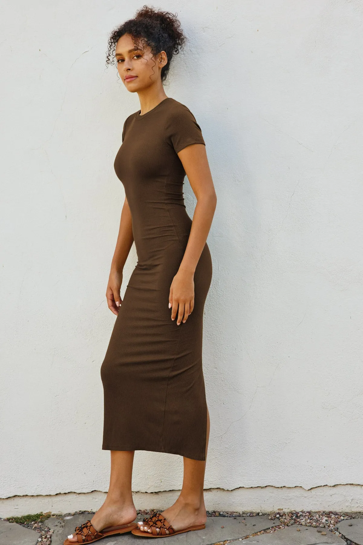 Anais Knit Back Slit T-Shirt Midi Dress