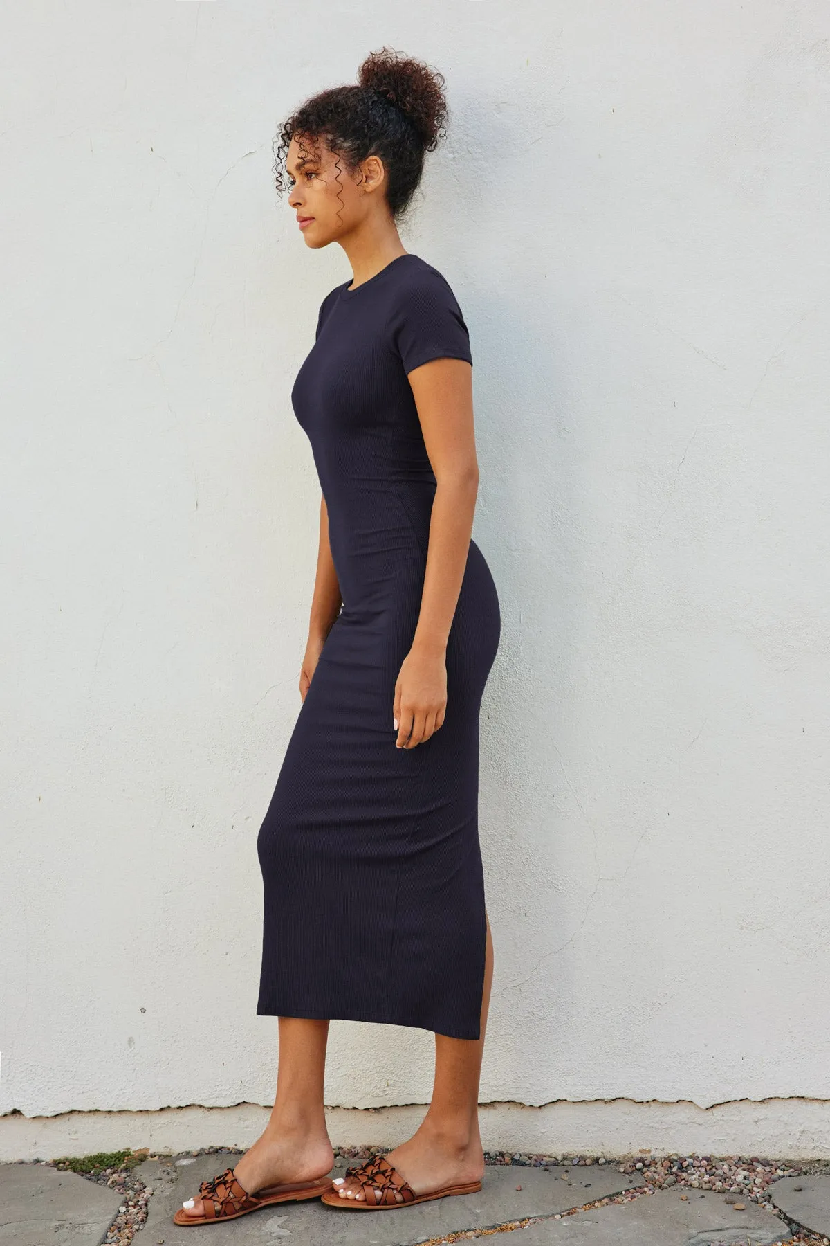 Anais Knit Back Slit T-Shirt Midi Dress