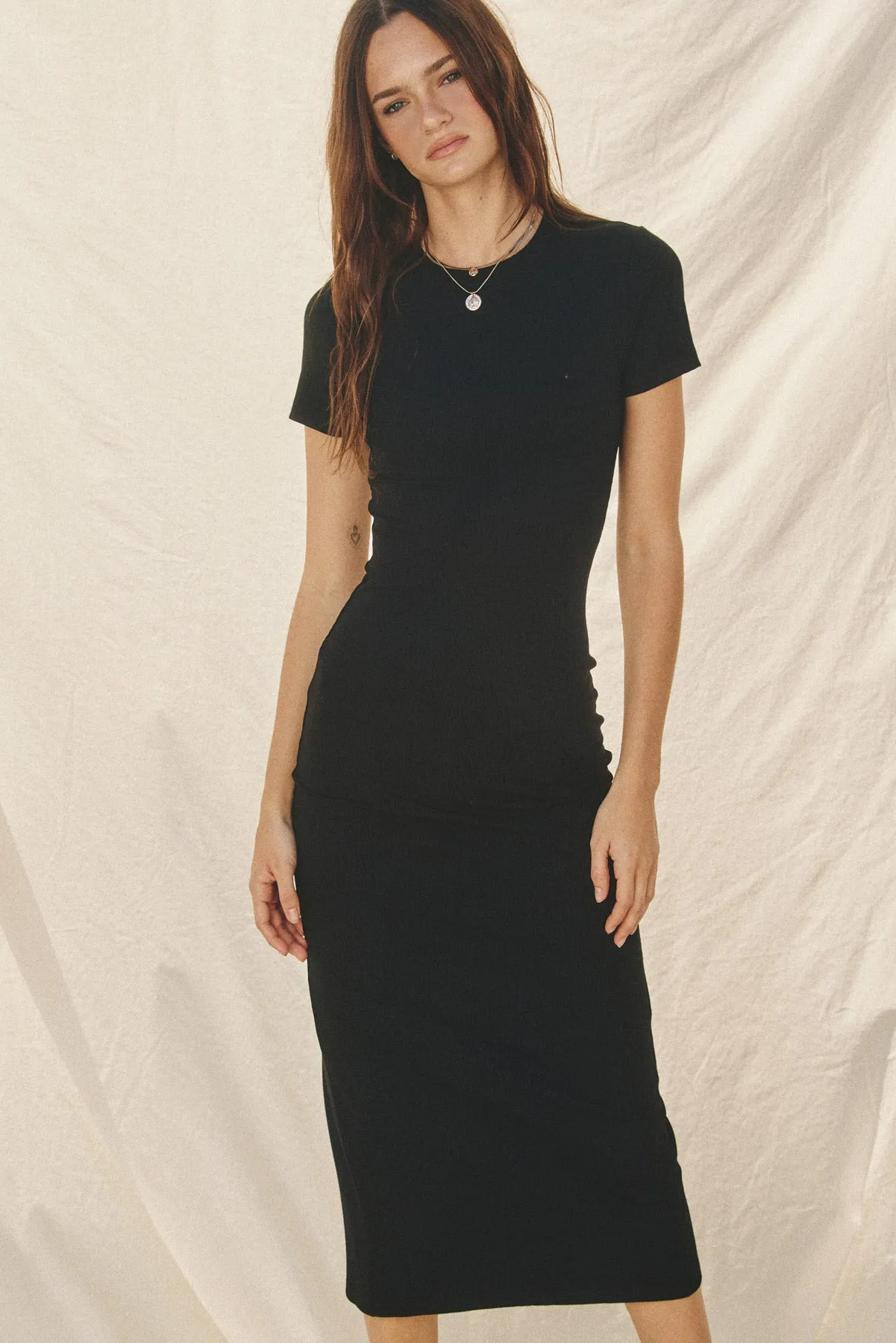 Anais Knit Back Slit T-Shirt Midi Dress