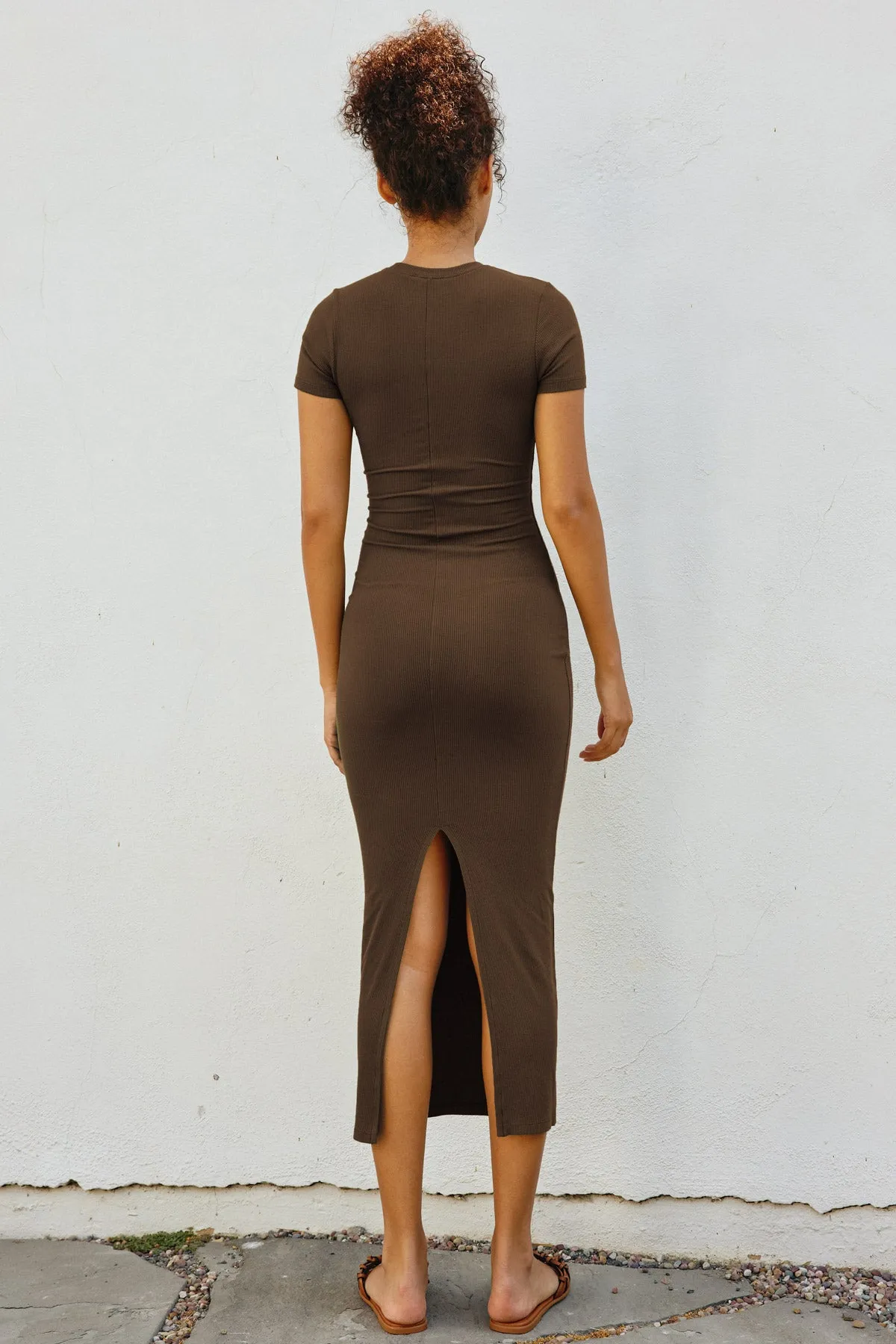 Anais Knit Back Slit T-Shirt Midi Dress