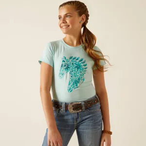 Ariat Turquoise Floral Mosaic Horse Tee for Girls