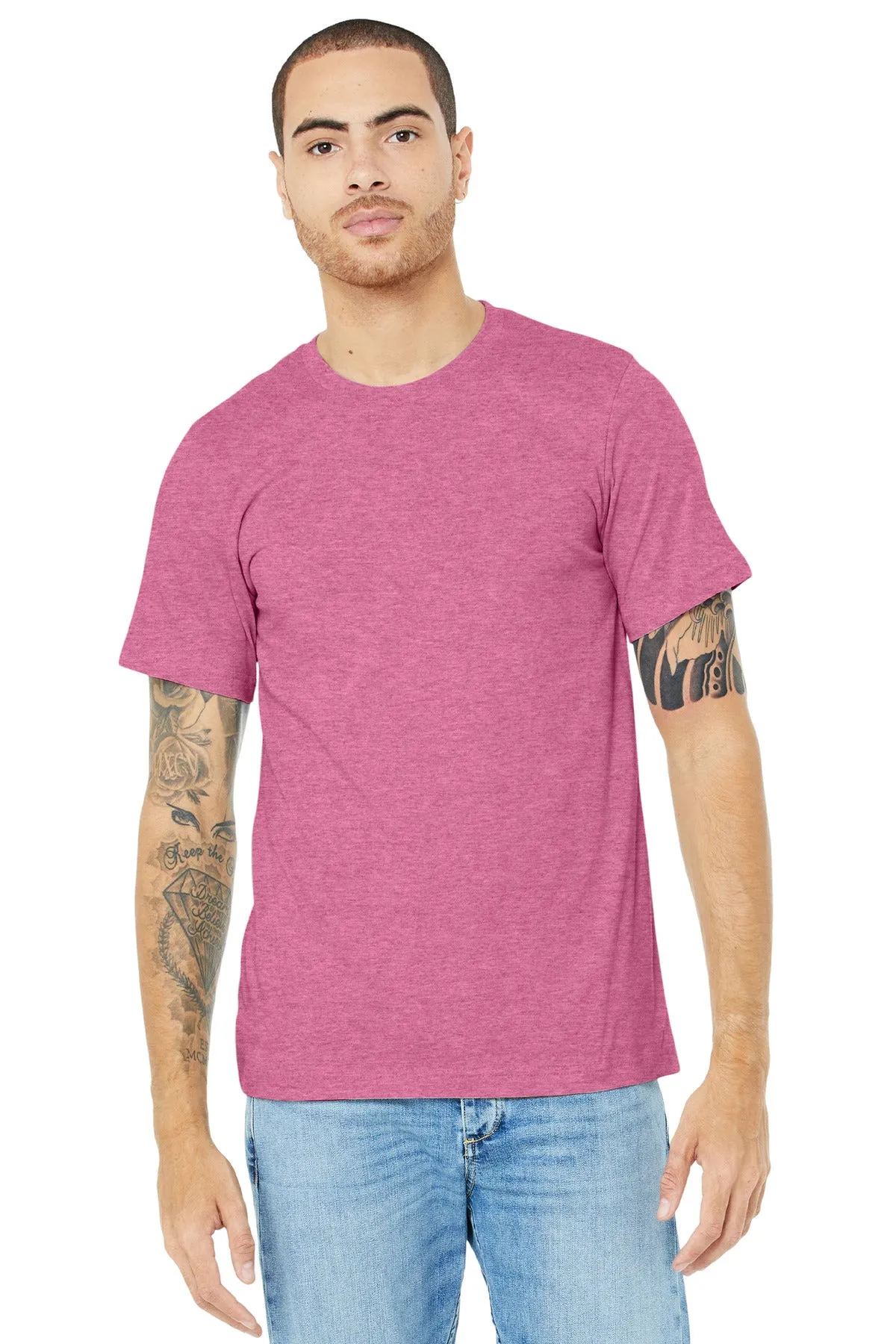 BELLA CANVAS  Unisex Heather CVC Short Sleeve Tee. BC3001CVC Heather Charity Pink