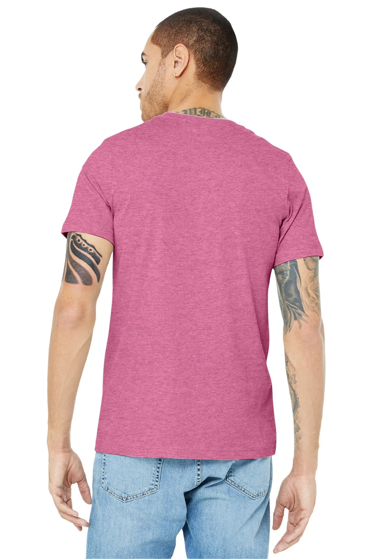 BELLA CANVAS  Unisex Heather CVC Short Sleeve Tee. BC3001CVC Heather Charity Pink