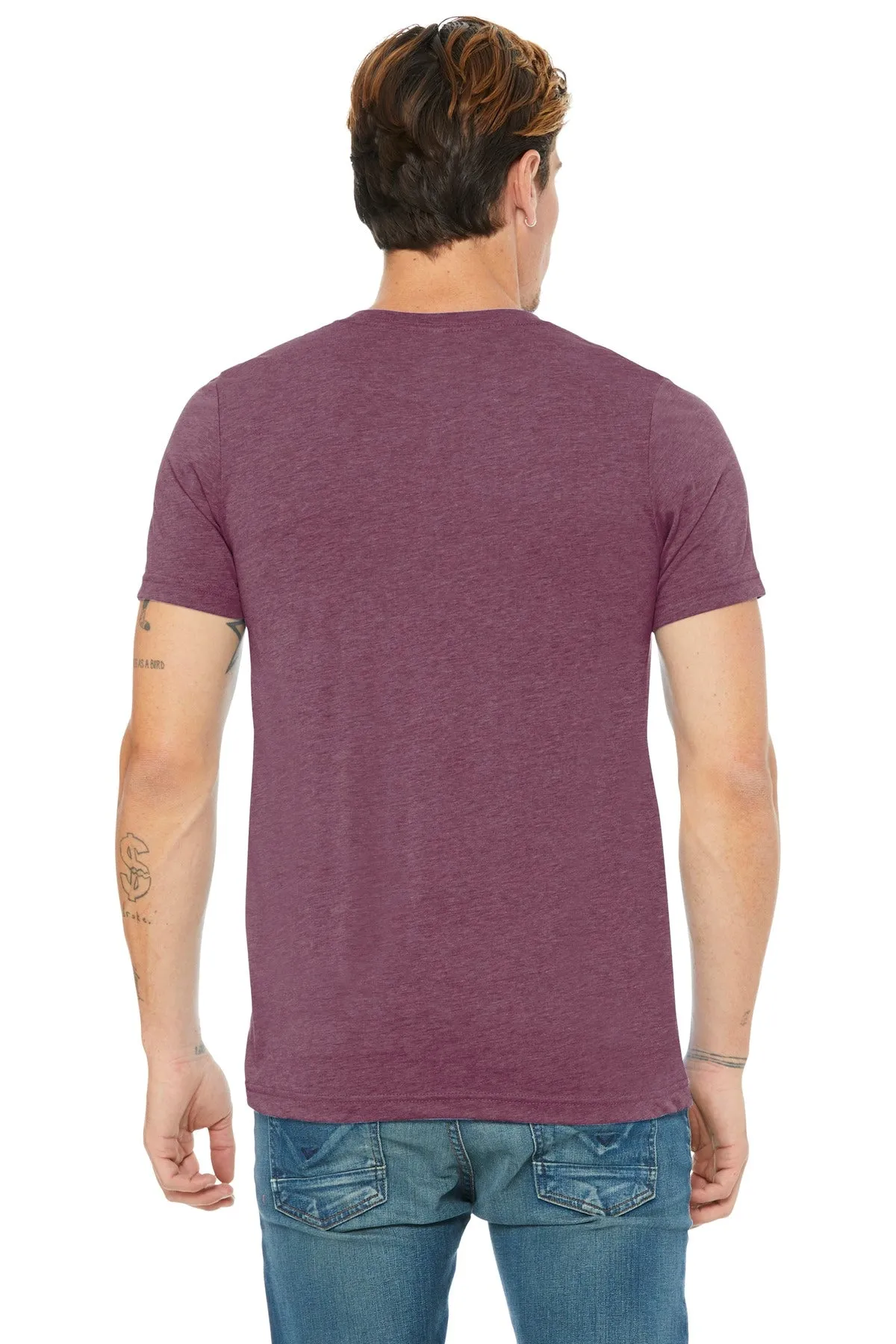 BELLA CANVAS  Unisex Triblend Short Sleeve V-Neck Te. BC3415 Maroon Triblend
