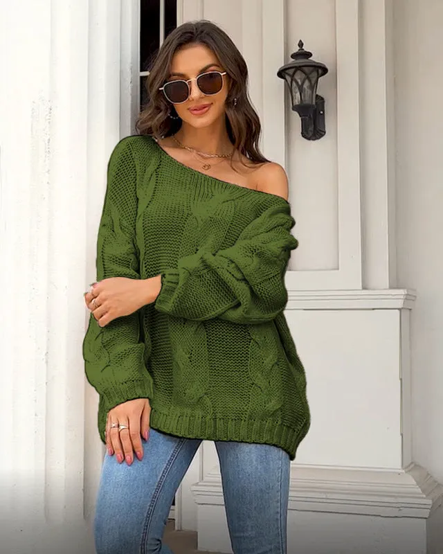 BerryBetty - Women's loose knitted sweaters European and American round neck fashionable pullover sweaters