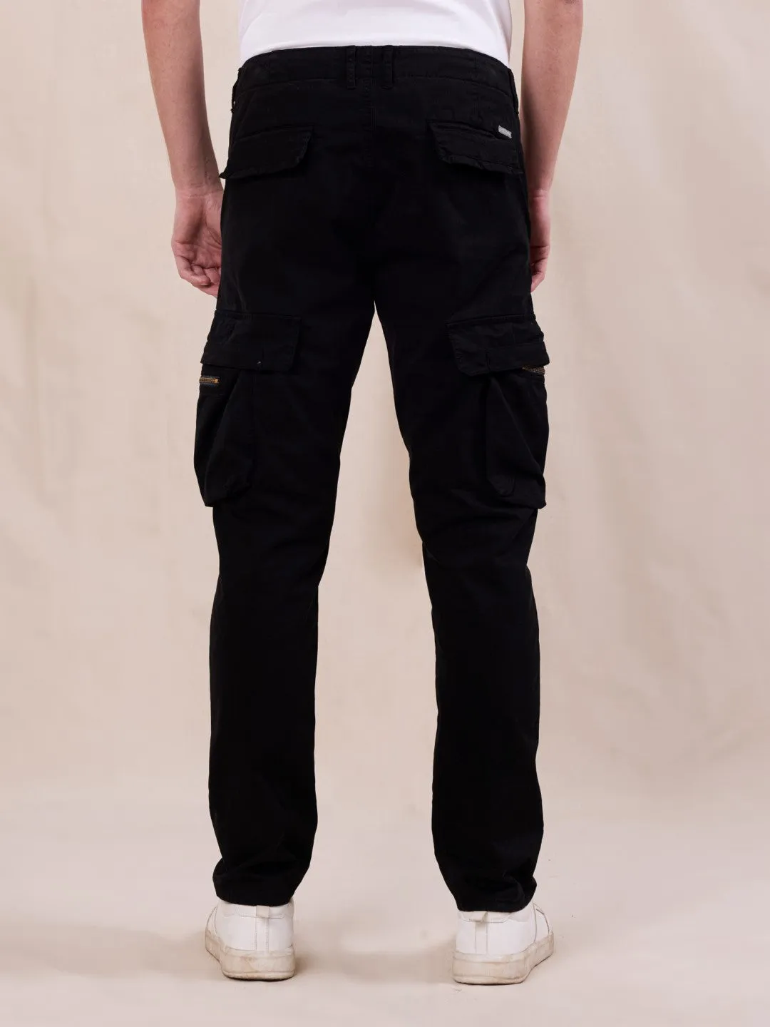 Black Cotton Stretch Cargo pants