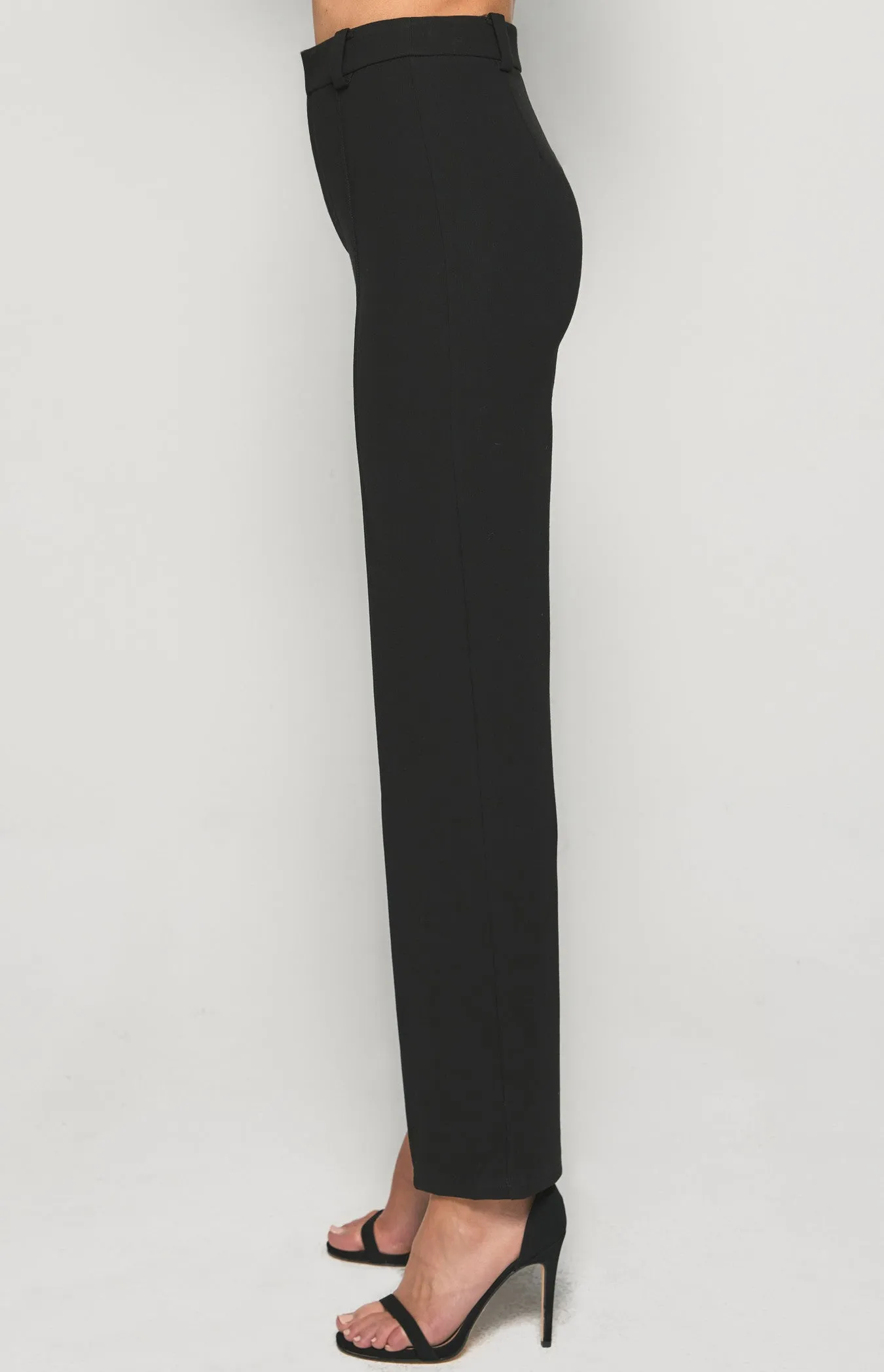 Black Stretch Fabric High Waisted Wide Leg Pants