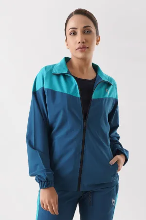 Blue Woven Stretch Tracksuit Jacket