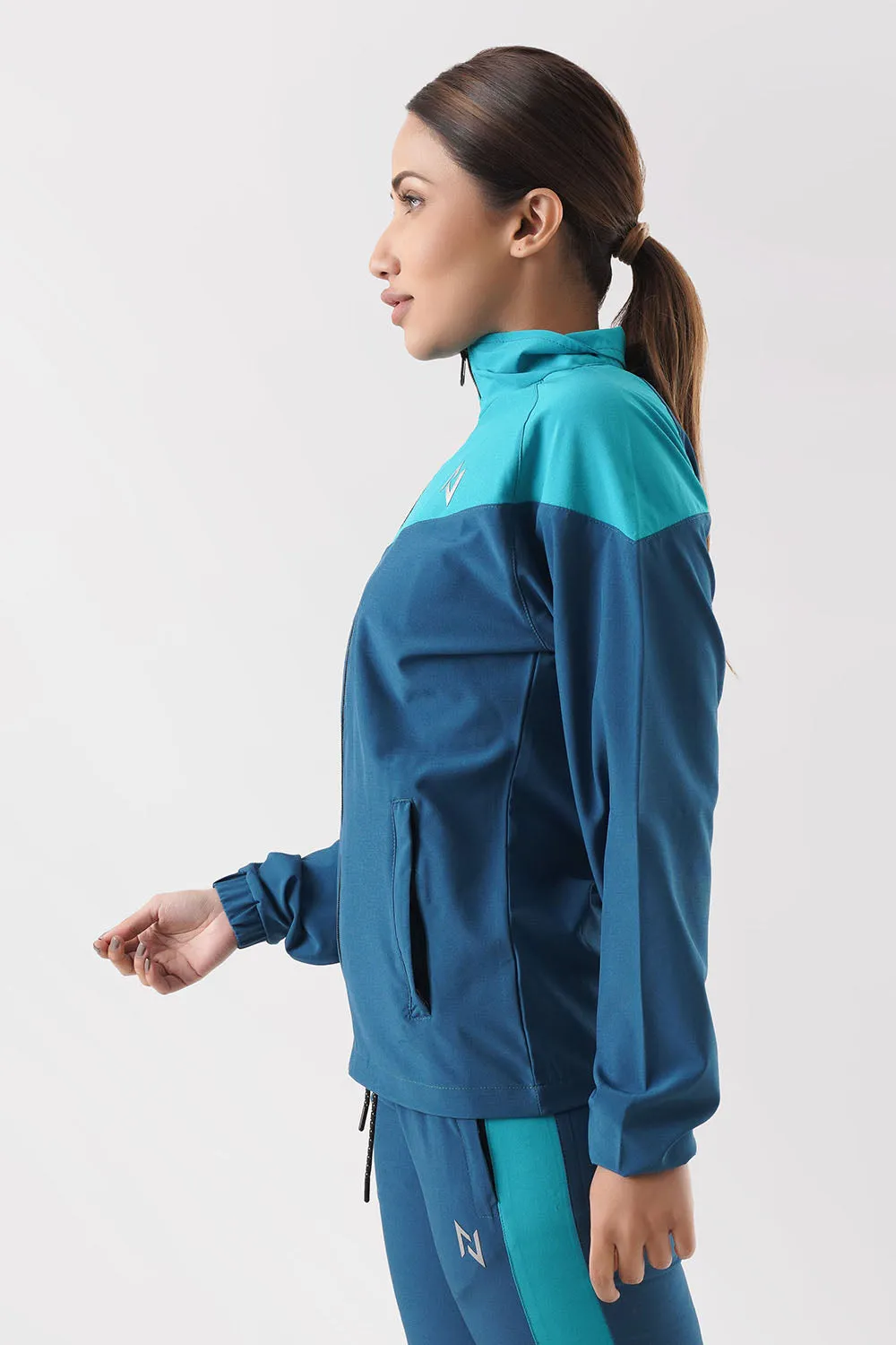 Blue Woven Stretch Tracksuit Jacket