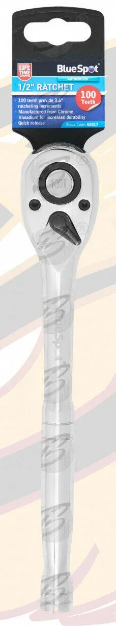 BLUESPOT 1/4" & 3/8" & 1/2" DRIVE 100 TOOTH RATCHET HANDLE