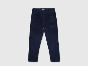 Boy's Ribbed Regular Fit Trousers with Drawstring Closure