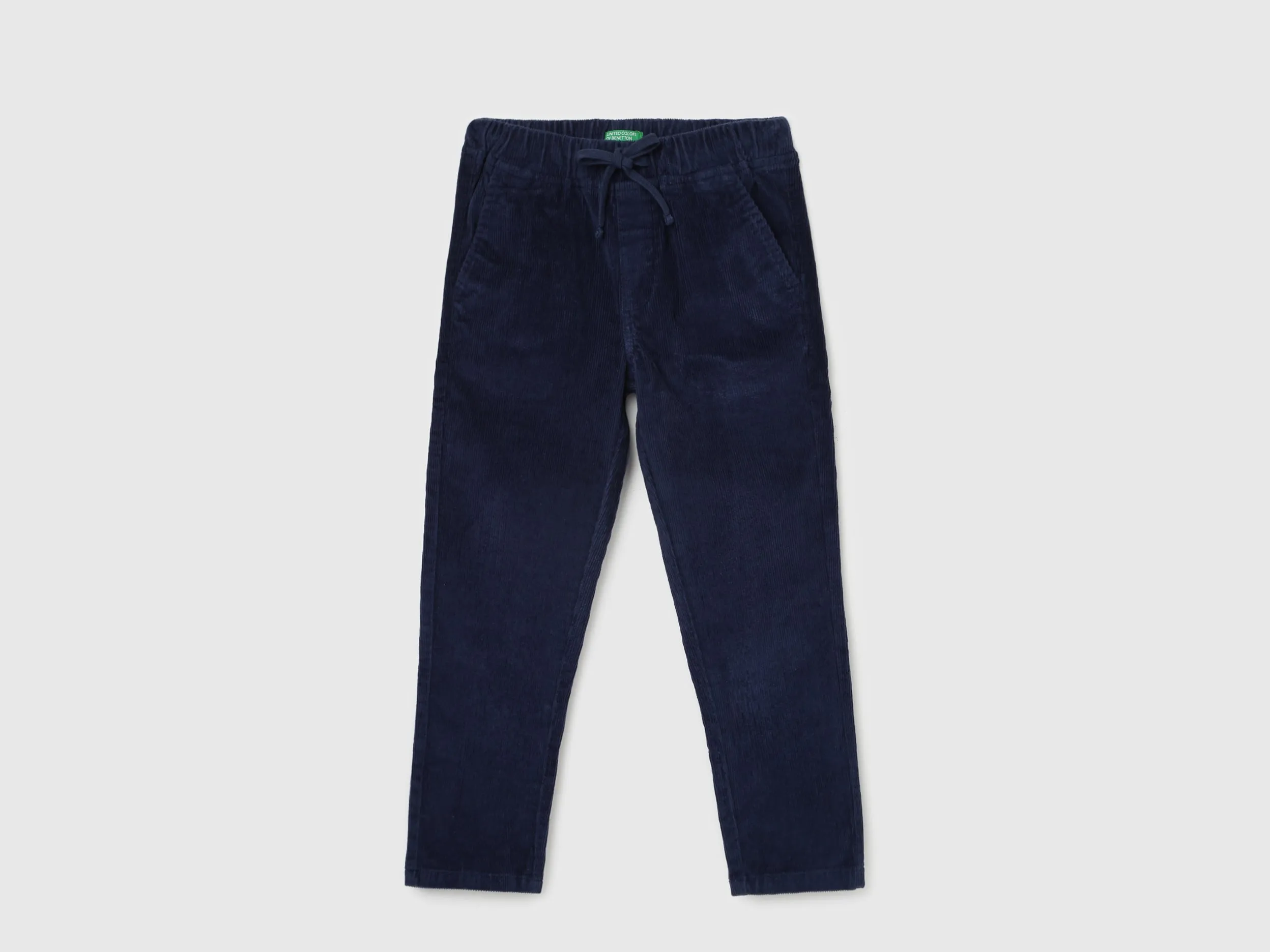 Boy's Ribbed Regular Fit Trousers with Drawstring Closure