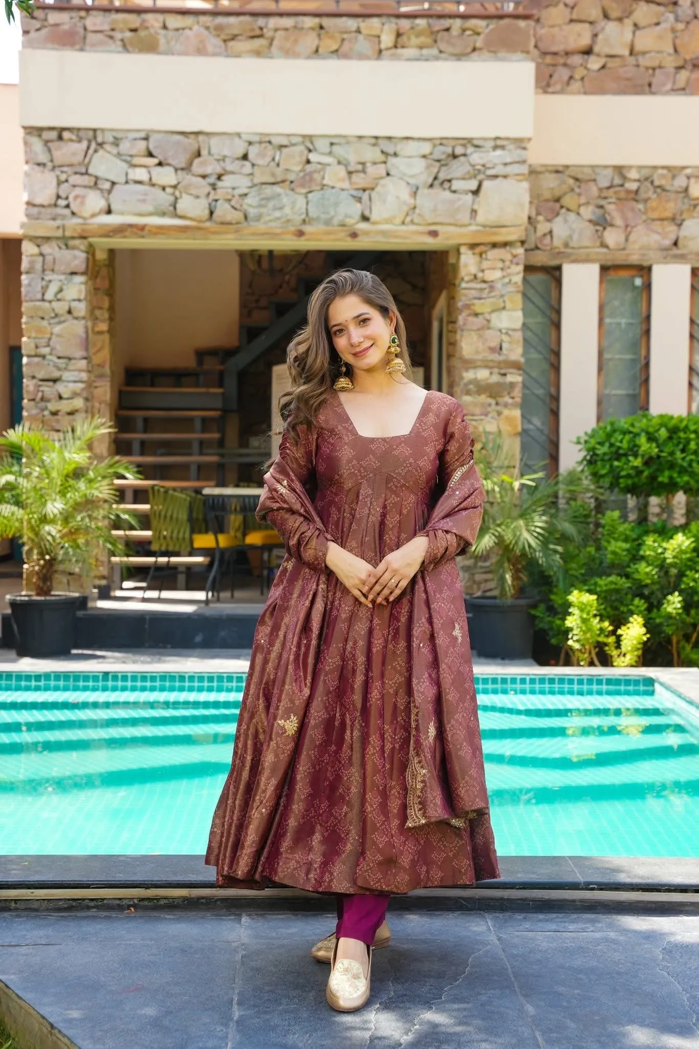 Bronze Glow Cosmos Kurta Set