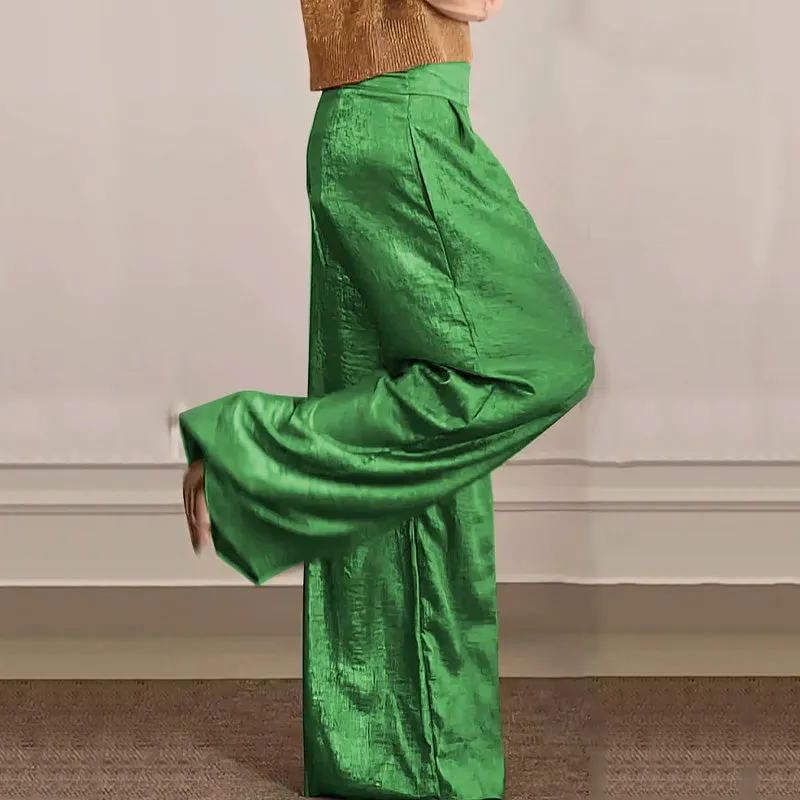 Casual Short-Sleeve Top & Wide-Leg Pants Two-Piece Suit