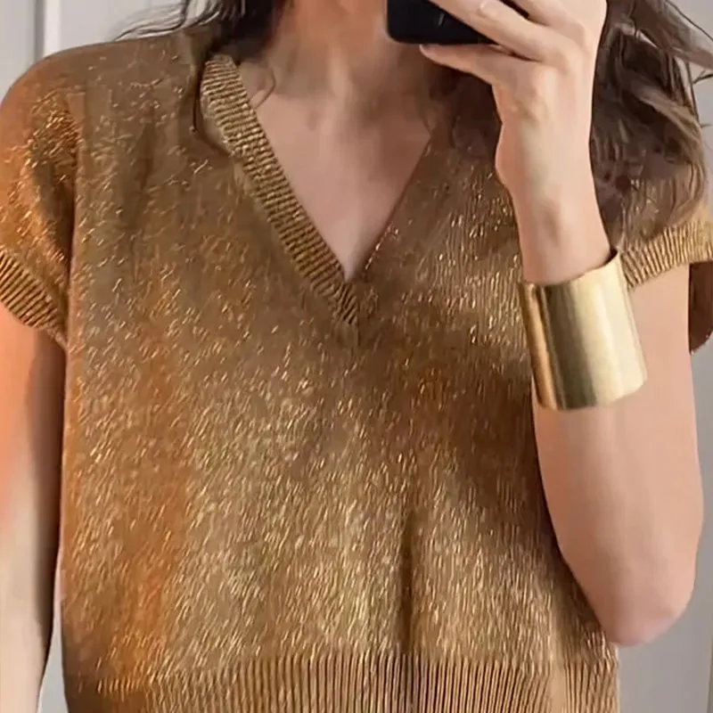 Casual Short-Sleeve Top & Wide-Leg Pants Two-Piece Suit