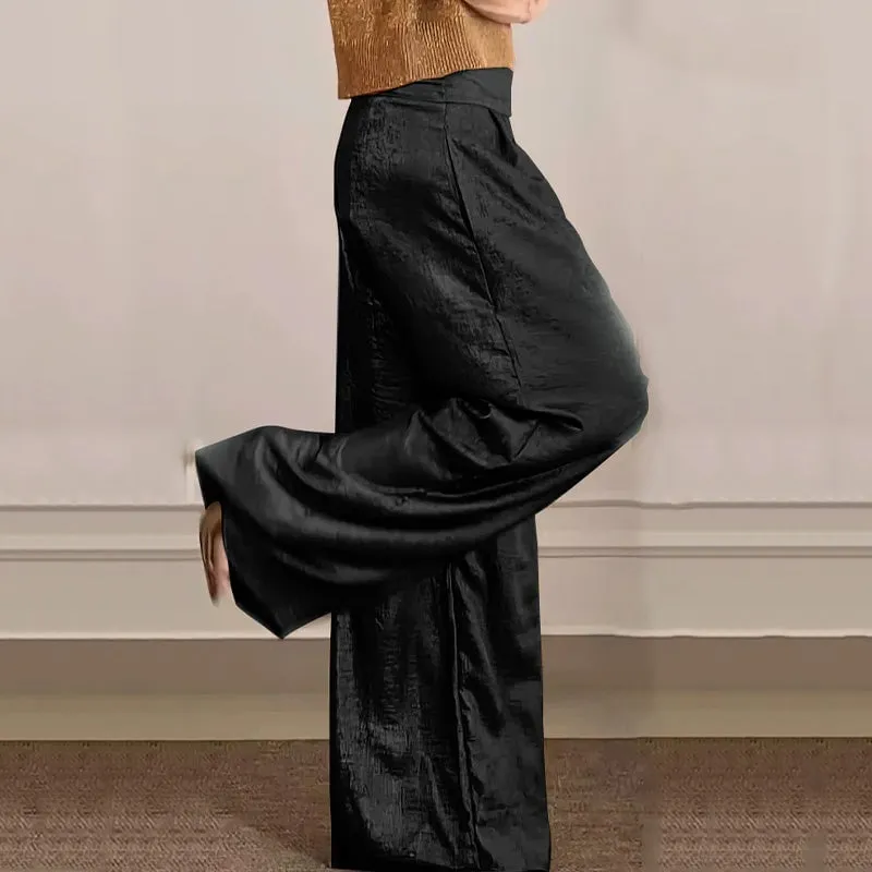 Casual Short-Sleeve Top & Wide-Leg Pants Two-Piece Suit