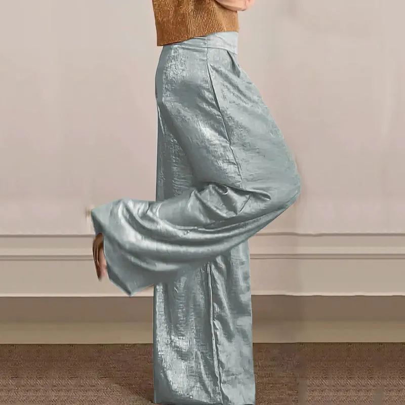 Casual Short-Sleeve Top & Wide-Leg Pants Two-Piece Suit