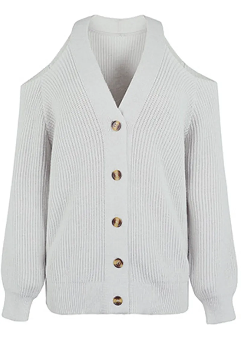 Casual Solid Buckle Solid Color V Neck Sweaters(4 Colors)