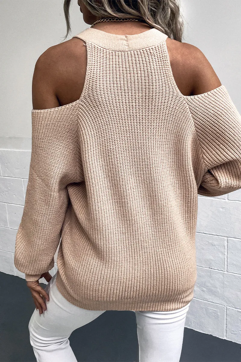 Casual Solid Buckle Solid Color V Neck Sweaters(4 Colors)