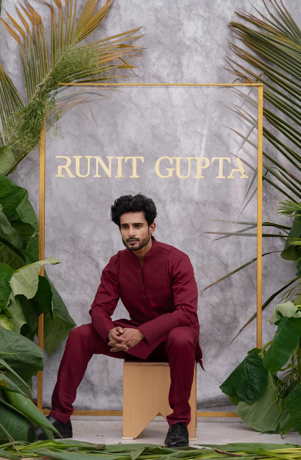 Cherry Maroon Quilted Kurta Sets