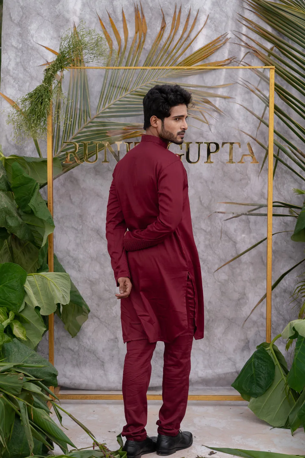 Cherry Maroon Quilted Kurta Sets