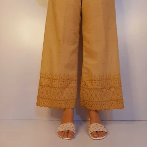 Chikankari Palazzo - Soft Cotton - Beige - ZT518