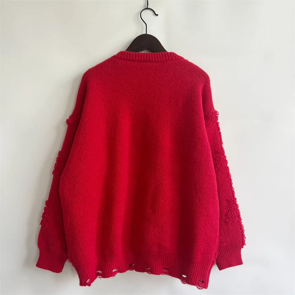 Christmas Casual Long Sleeve Crew Neck Knit Sweater