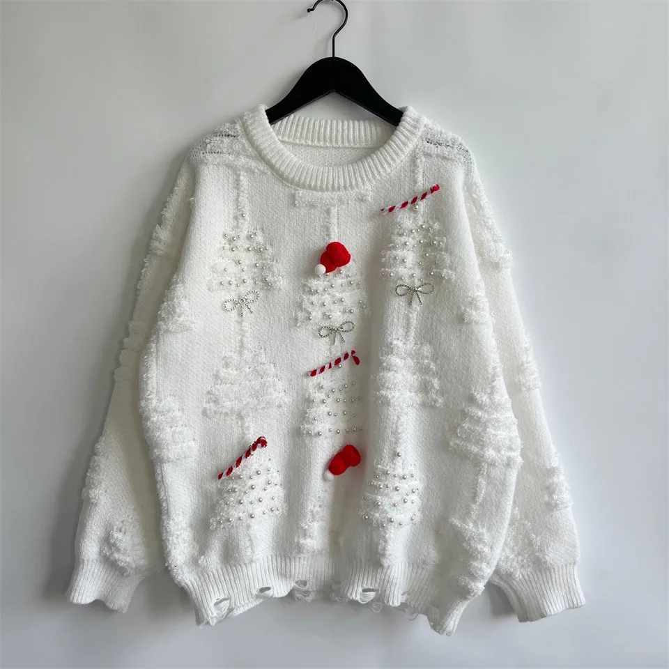 Christmas Casual Long Sleeve Crew Neck Knit Sweater