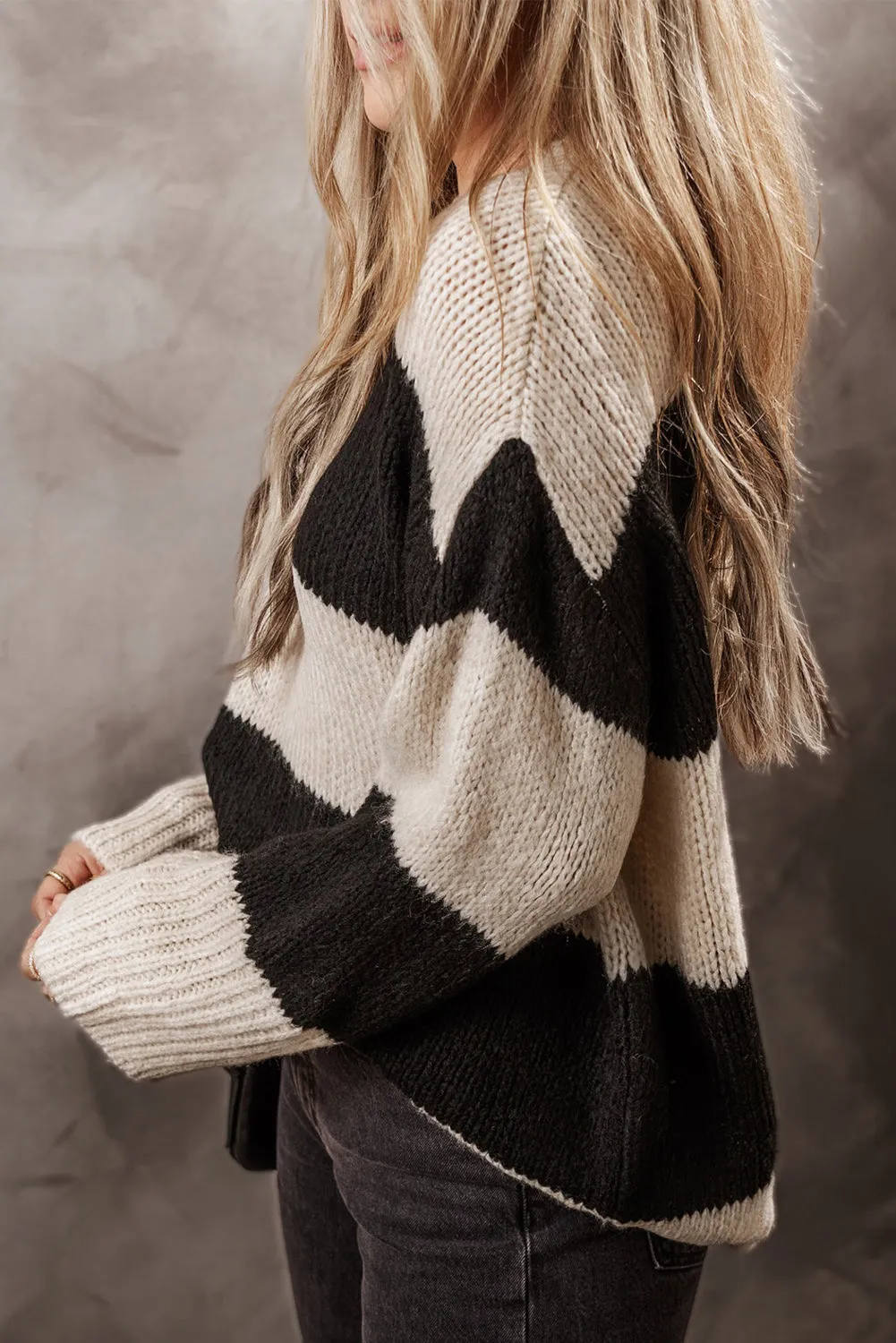 Colourblock Loose Pullover Sweater