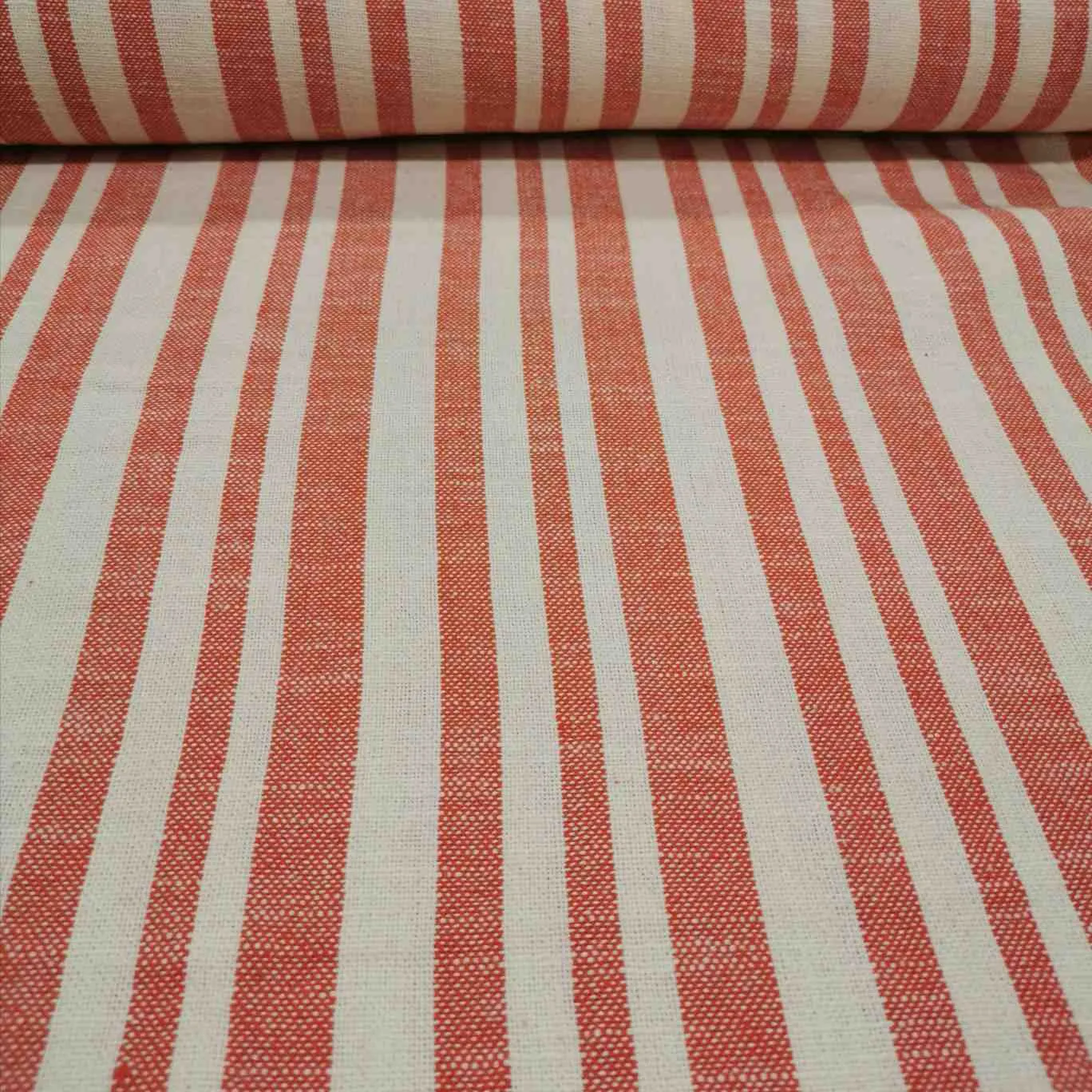 Cotton, Persimmon & Natural Stripe by Ruby Star