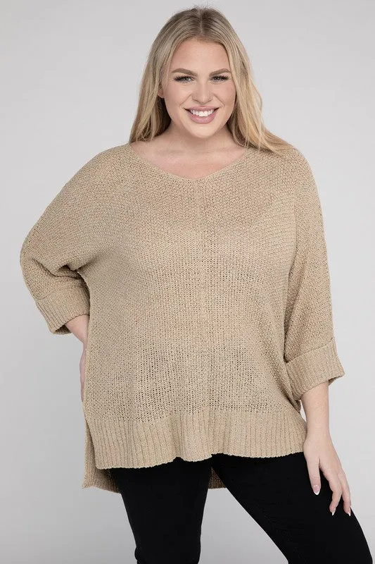 Crew Neck Knit Sweater, Various Colors, eesome (Plus Only)