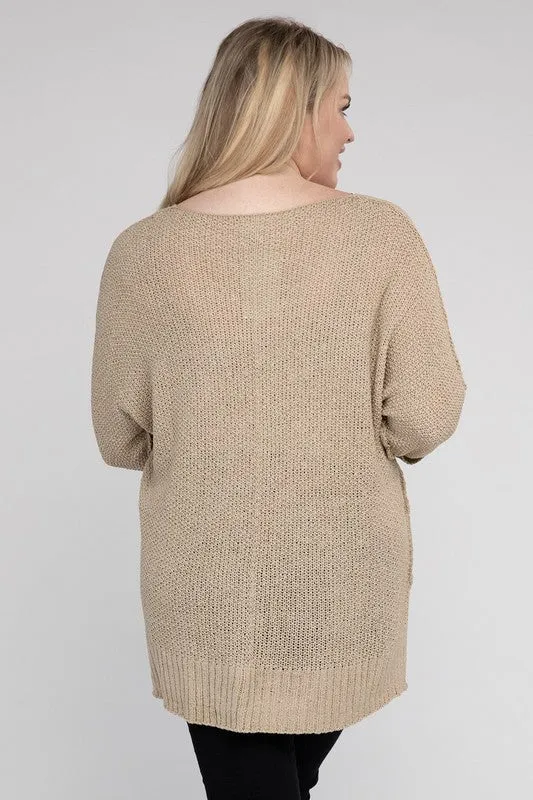 Crew Neck Knit Sweater, Various Colors, eesome (Plus Only)