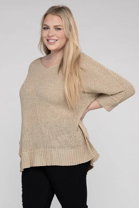 Crew Neck Knit Sweater, Various Colors, eesome (Plus Only)