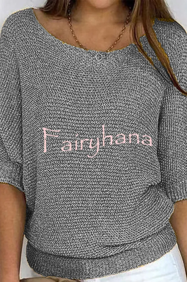 Crew Neck Knitted Half Sleeve Sweater