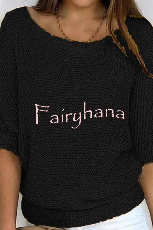 Crew Neck Knitted Half Sleeve Sweater
