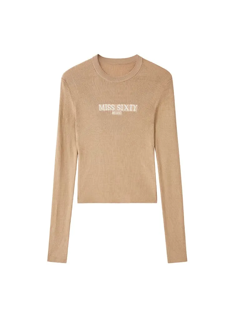 Crew Neck Monogram Jacquard Sweater