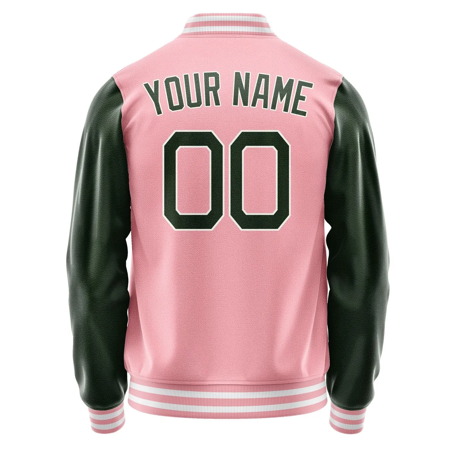 Custom Light Pink Dark Green Jacket