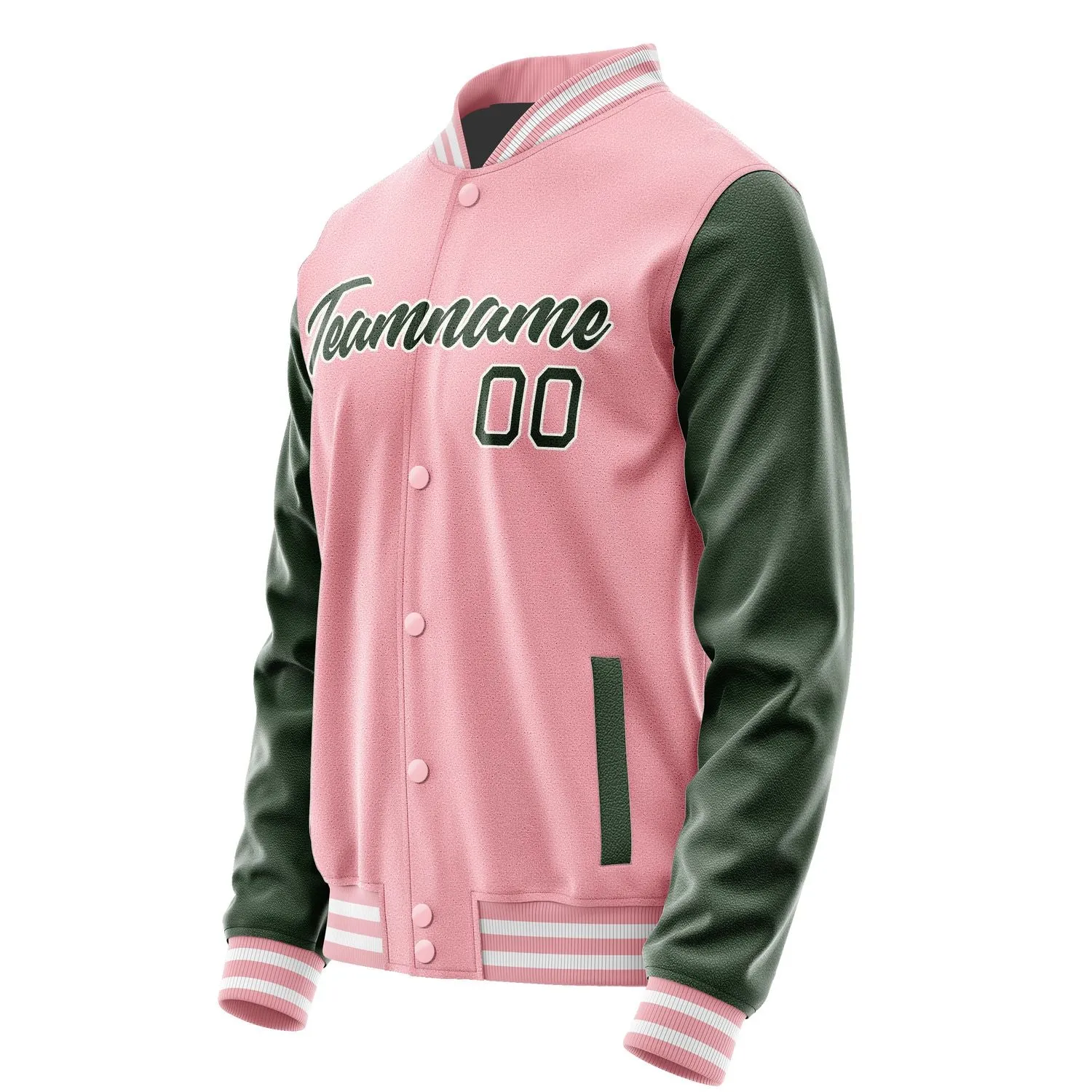 Custom Light Pink Dark Green Jacket