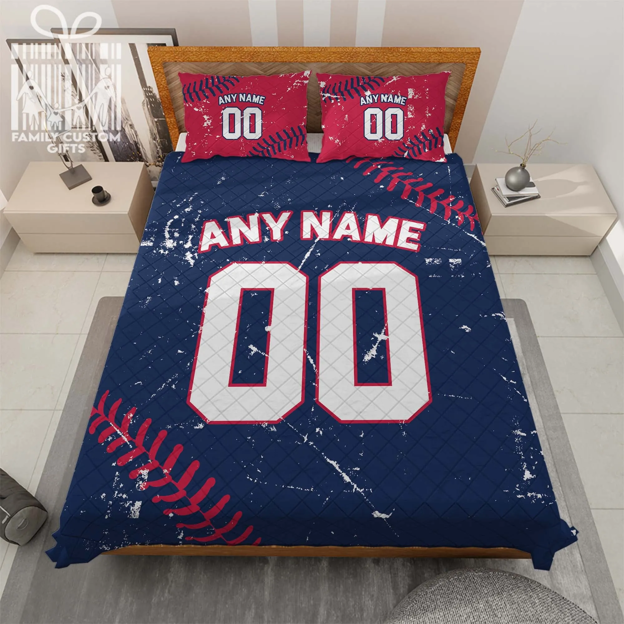 Custom Quilt Sets Minnesota Jersey Personalized Baseball Premium Quilt Bedding for Men Women