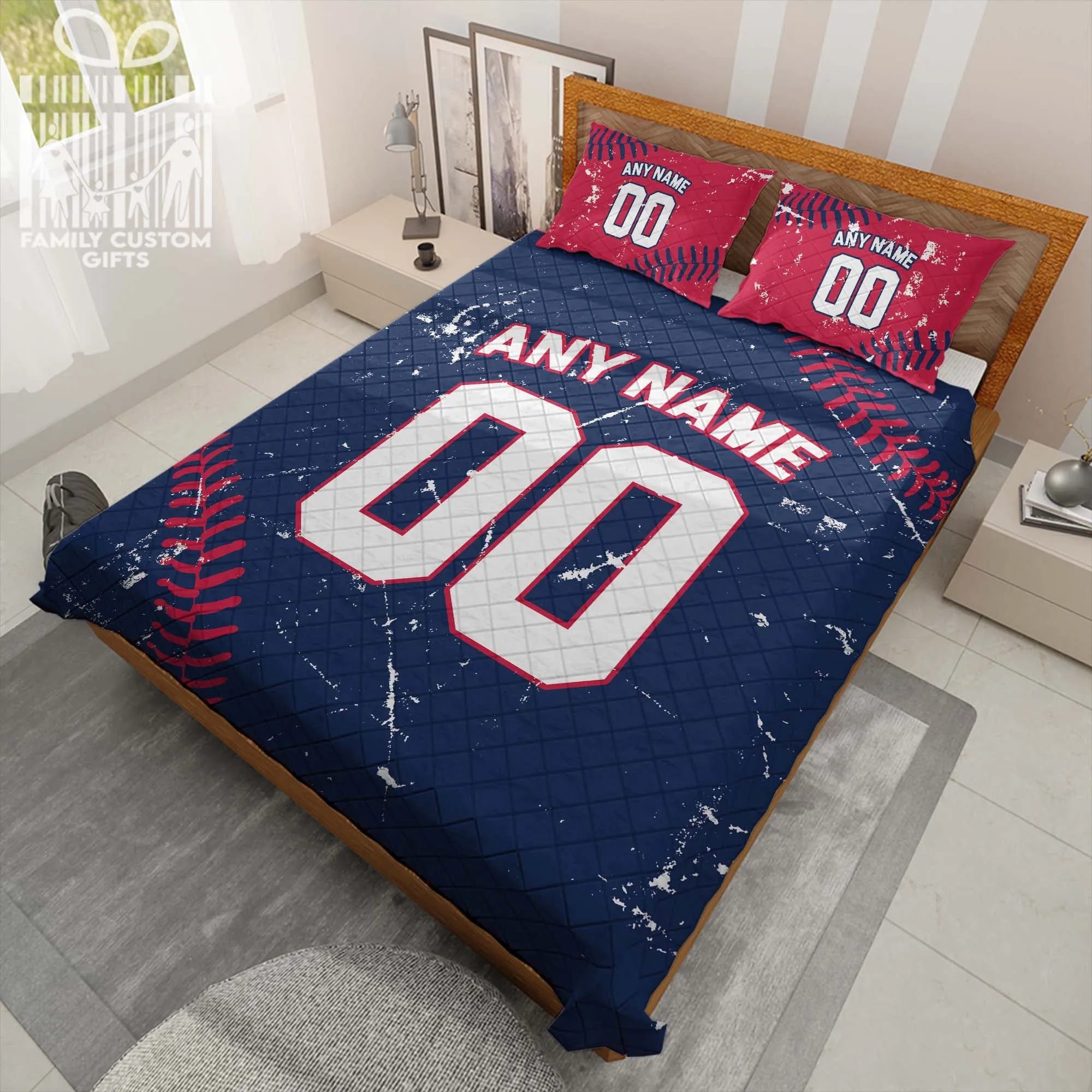 Custom Quilt Sets Minnesota Jersey Personalized Baseball Premium Quilt Bedding for Men Women